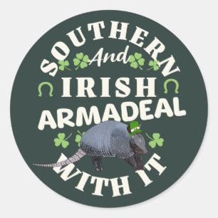 Southern Irish Armadillo Funny St Patricks Day Classic Round Sticker