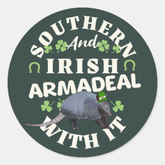 Southern Irish Armadillo Funny St Patricks Day Classic Round Sticker