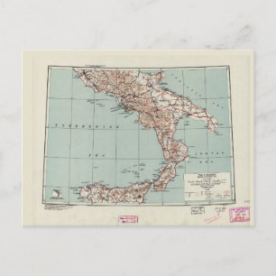 Southern Italy World War II Strategic Map (1943) Postcard