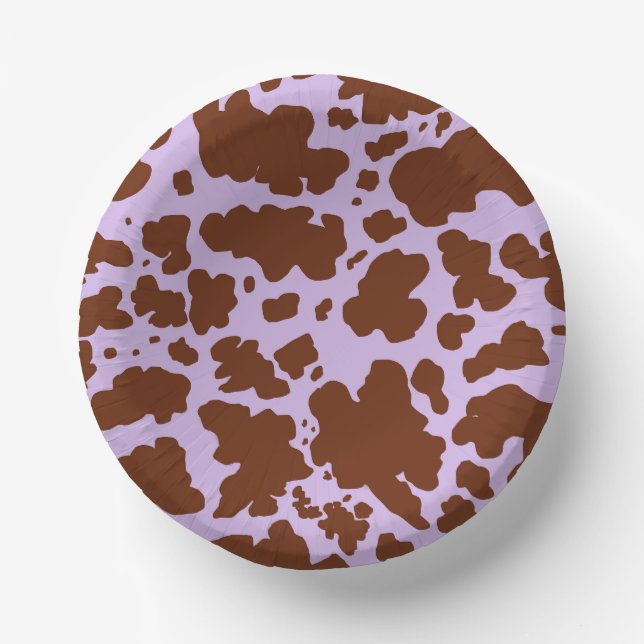 Southern Lilac Purple and Brown Cow Skin Print Paper Plate (Front)