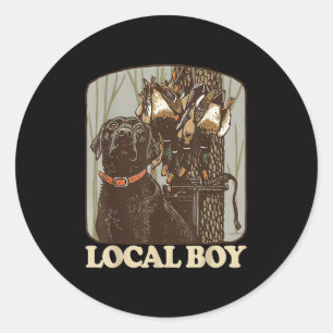 Southern Local Boy Duck Hunting Black Lab Camo Out Classic Round Sticker