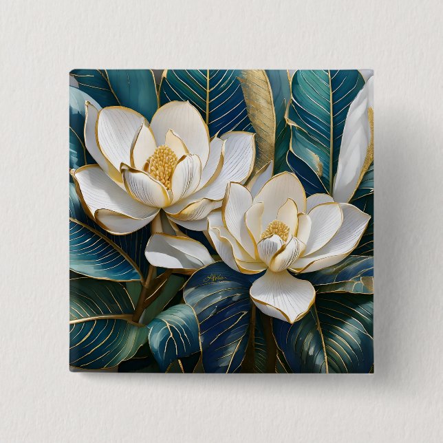 Southern Magnolia Art 15 Cm Square Badge (Front)