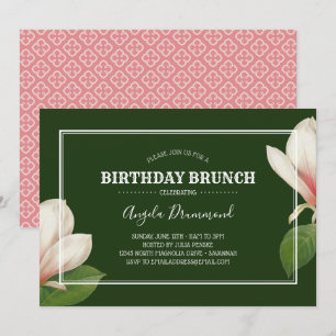 Southern Magnolia Birthday Brunch Green Invitation