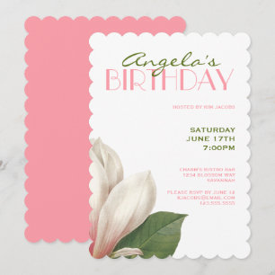 Southern Magnolia Birthday   Pink Green White Invitation
