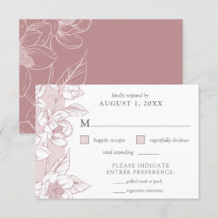 Southern Magnolia Blossom Blush Floral RSVP Card