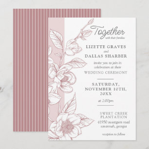 Southern Magnolia Blossom Blush Floral Wedding Invitation