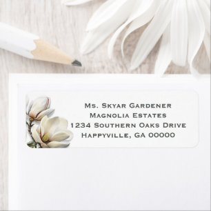 Southern Magnolia Floral Return Address Labels