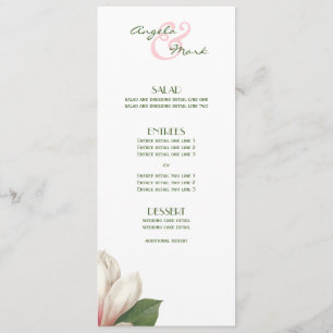 Southern Magnolia Flower Menu   Pink White