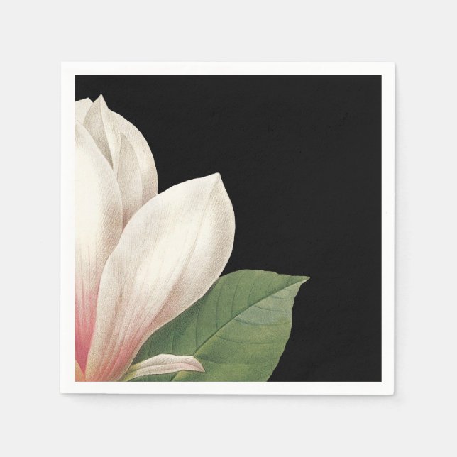 Southern Magnolia Flower | Pink White Black Napkin (Front)