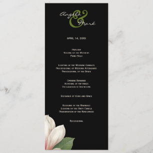 Southern Magnolia Flower Program Elegant Black