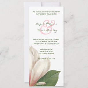 Southern Magnolia Flower Wedding   Pink and White Invitation