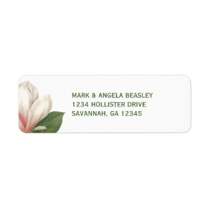Southern Magnolia Flower Wedding   Pink and White Return Address Label