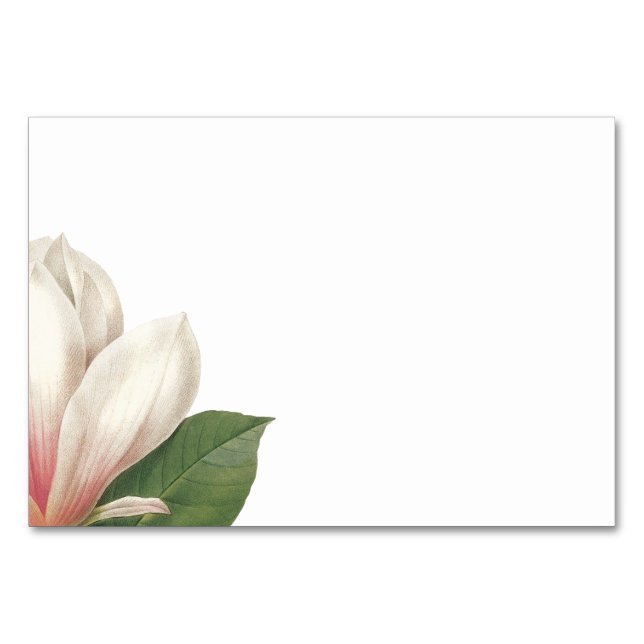 Southern Magnolia Flower Wedding | Pink and White Table Number (Front)