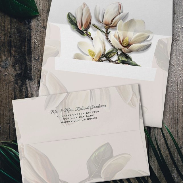Southern Magnolia Flowers Wedding Event Envelope (Creator Uploaded)