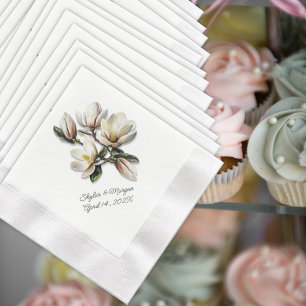 Southern Magnolia Flowers Wedding Napkins