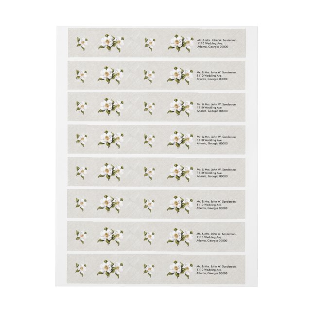 Southern Magnolia Wedding Address Labels (Sheet)