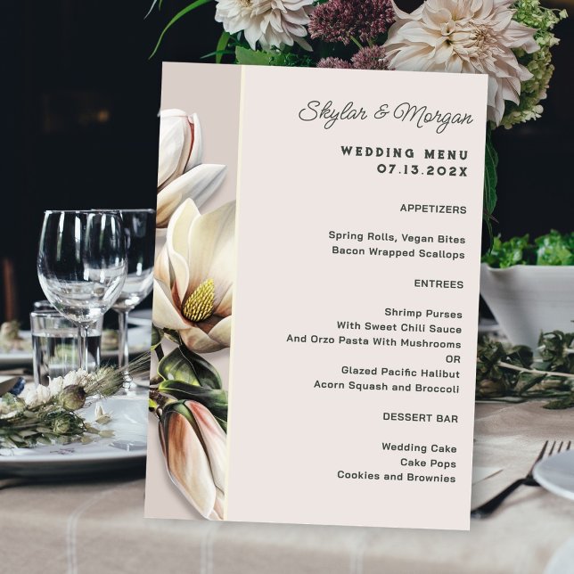 Southern Magnolia Wedding Menu Template (Creator Uploaded)