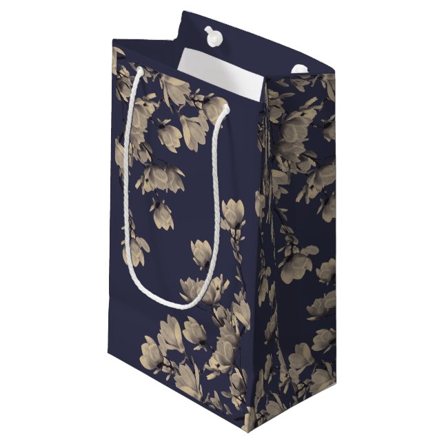 Southern Magnolias & Midnight Blue Small Gift Bag (Front Angled)