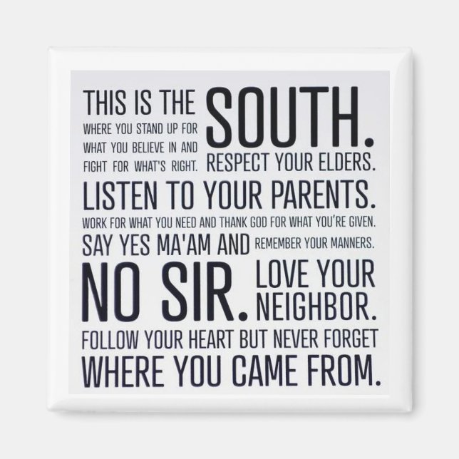 Southern Manifesto Fridge Magnet (Front)