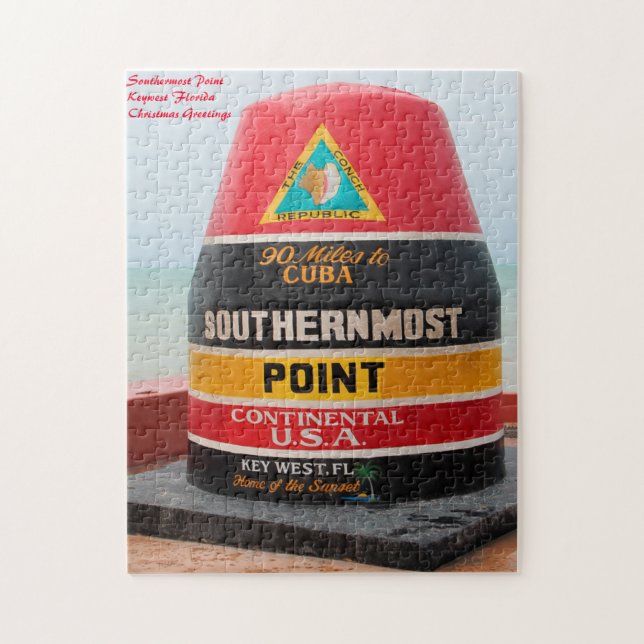 Southern Most Point Florida. Christmas Greetings Jigsaw Puzzle (Vertical)