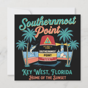 Southern Most Point Key West Retro Tropical Vibe Thank You Card