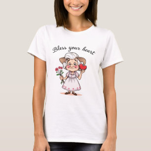 Southern Old Lady Bless Your Heart Cartoon T-Shirt