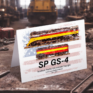 Southern Pacific GS-4 Daylight Locomotive profile Thank You Card