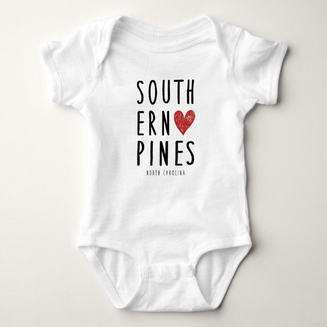 Southern Pines North Carolina Baby Outfit Gift Baby Bodysuit (Front)
