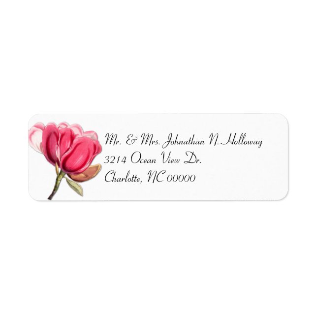 Southern Pink Magnolia Return Address Label (Front)