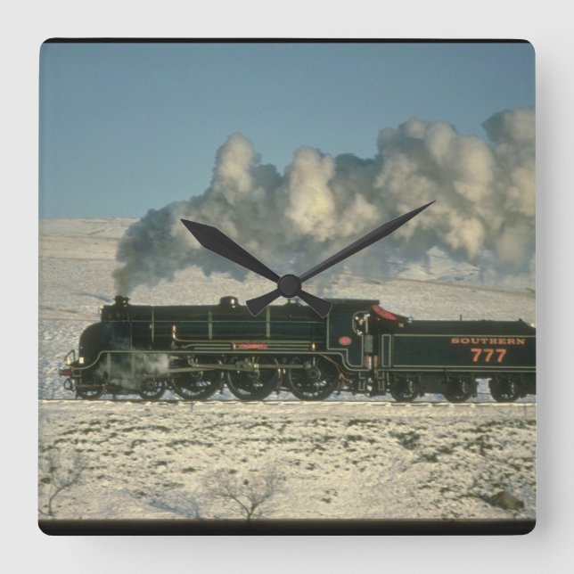 Southern Railway No. 777_Steam Trains Square Wall Clock (Front)