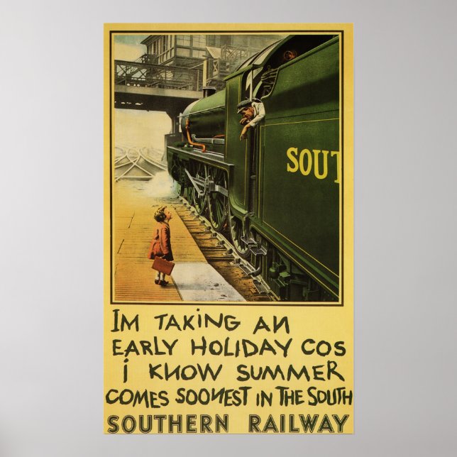 Southern Railway Summer Holiday Old Travel Poster (Front)