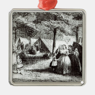 Southern refugees encamping in the woods metal tree decoration