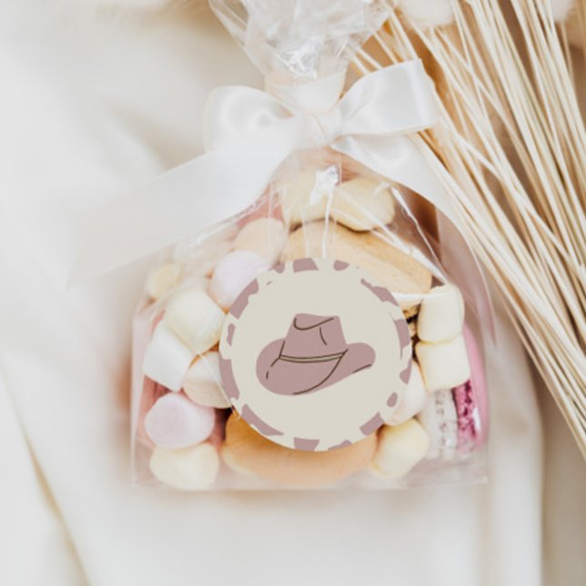 Southern Rodeo Pink Cowgirl Birthday Classic Round Sticker (Creator Uploaded)