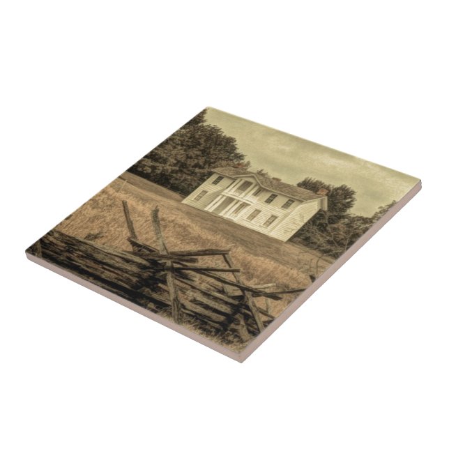 Southern Rural Landscape Rustic colonial Farmhouse Ceramic Tile (Side)
