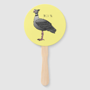 Southern screamer bird cartoon illustration hand fan
