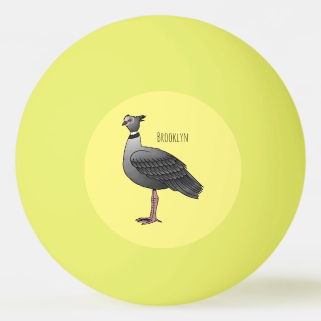 Southern screamer bird cartoon illustration  ping pong ball (Front)