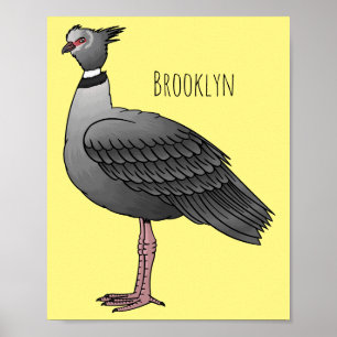 Southern screamer bird cartoon illustration poster