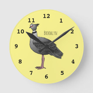 Southern screamer bird cartoon illustration round clock