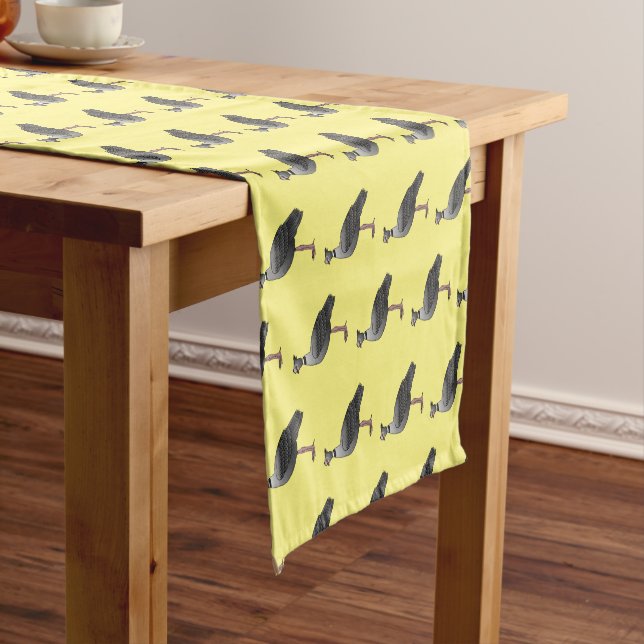 Southern screamer bird cartoon illustration   short table runner (In Situ)
