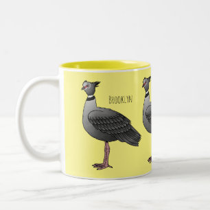 Southern screamer bird cartoon illustration  Two-Tone coffee mug