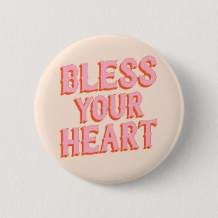 Southern Snark: Bless Your Heart (pink & orange) 6 Cm Round Badge