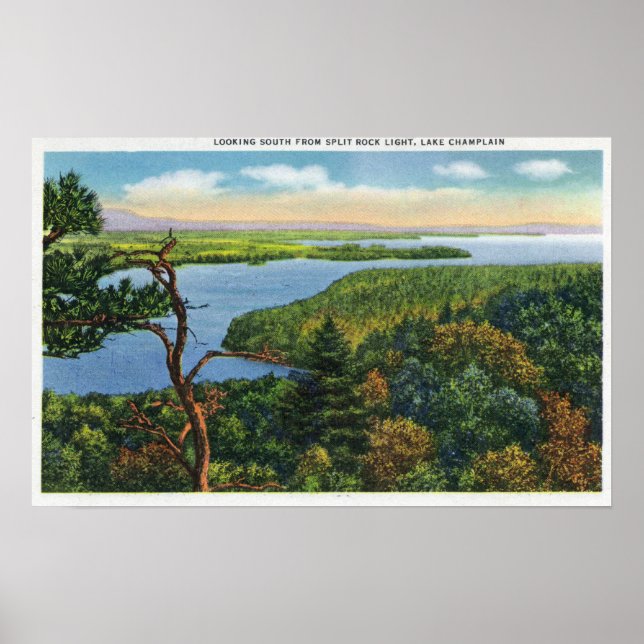 Southern View of Lake from Split Rock Light Poster (Front)