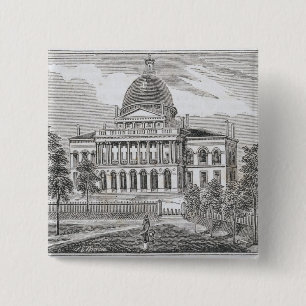 Southern view of the State House in Boston 15 Cm Square Badge
