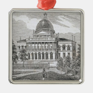 Southern view of the State House in Boston Metal Ornament