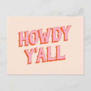 Southern Welcome: Howdy Y'all (old west letters) Postcard