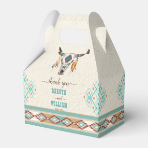 Southern western boho folk patterns wedding  favour box