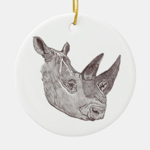 Southern White Rhinoceros Round Christmas Ornament