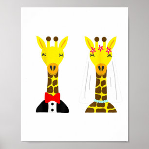 Southerndesigntees Cute Giraffe Bride And Groom _1 Poster