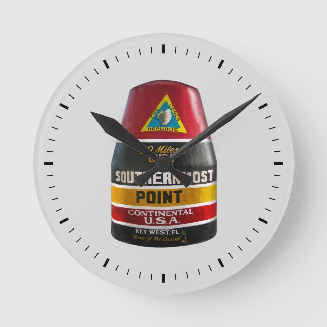Southernmost Point Key West Round Clock (Front)