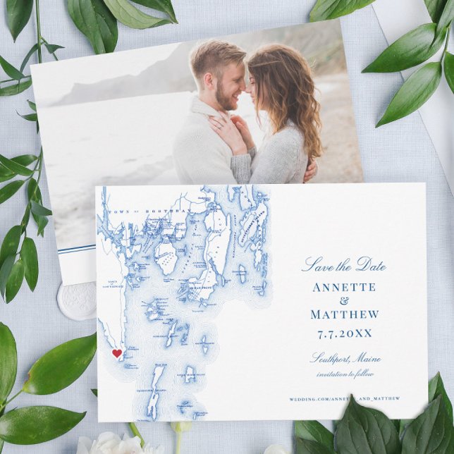 Southport Boothbay Harbour Maine Elegant Map Save The Date (Creator Uploaded)